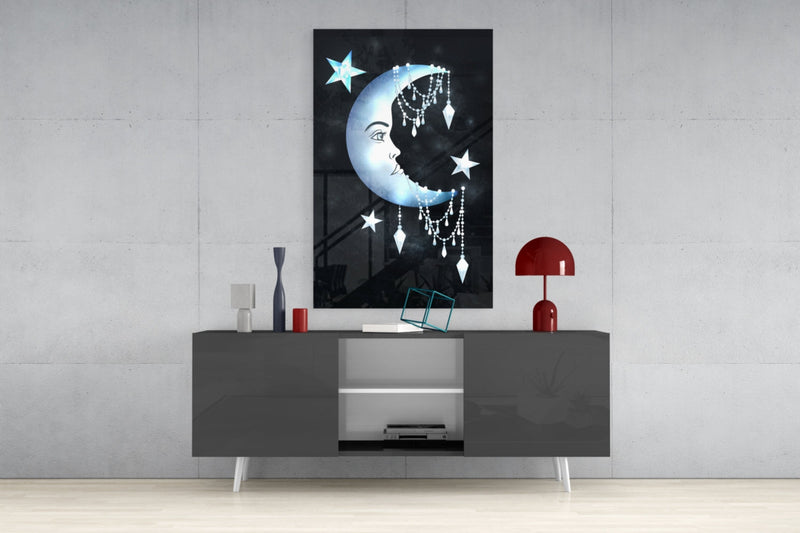 Moon Star Glass Wall Art