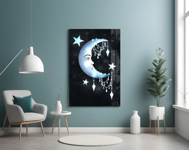 Moon Star Glass Wall Art