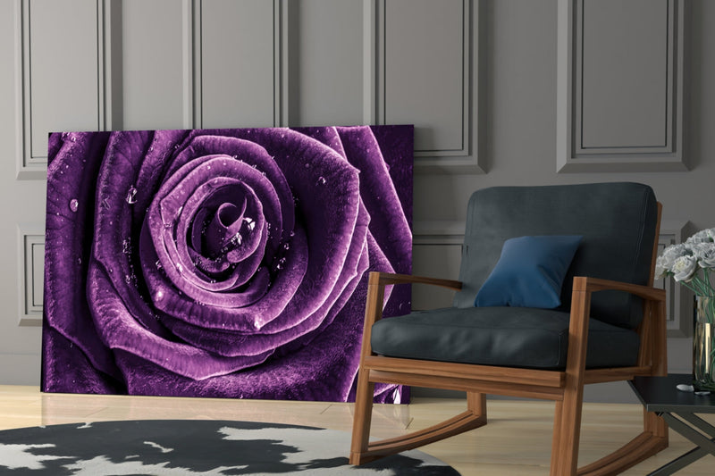 Purple Rose Glass Wall Art