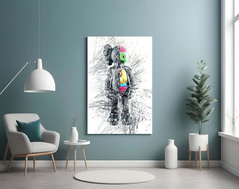 Abstract Robot Glass Wall Art