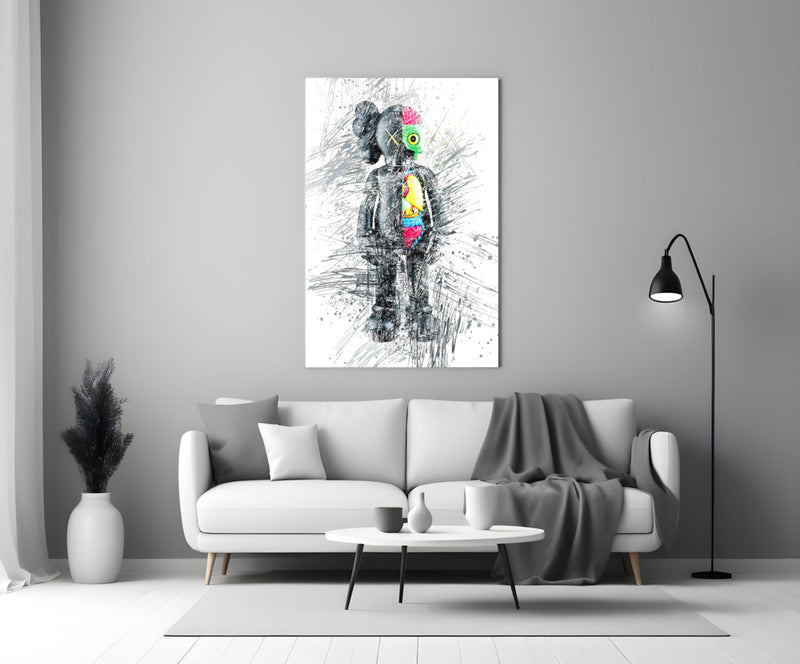 Abstract Robot Glass Wall Art