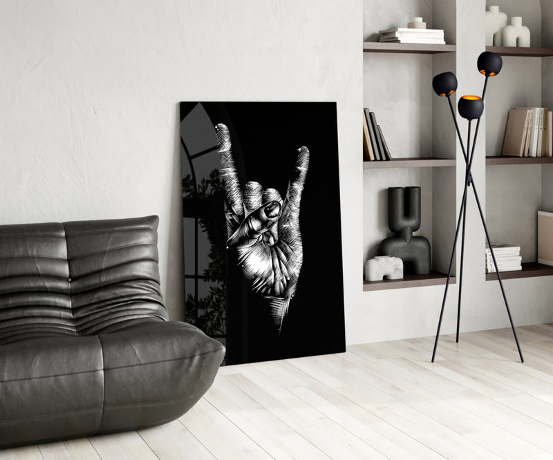 Horns Hands Glass Wall Art