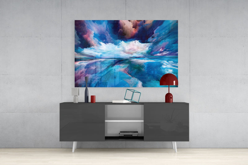 Blue Explosion Glass Wall Art