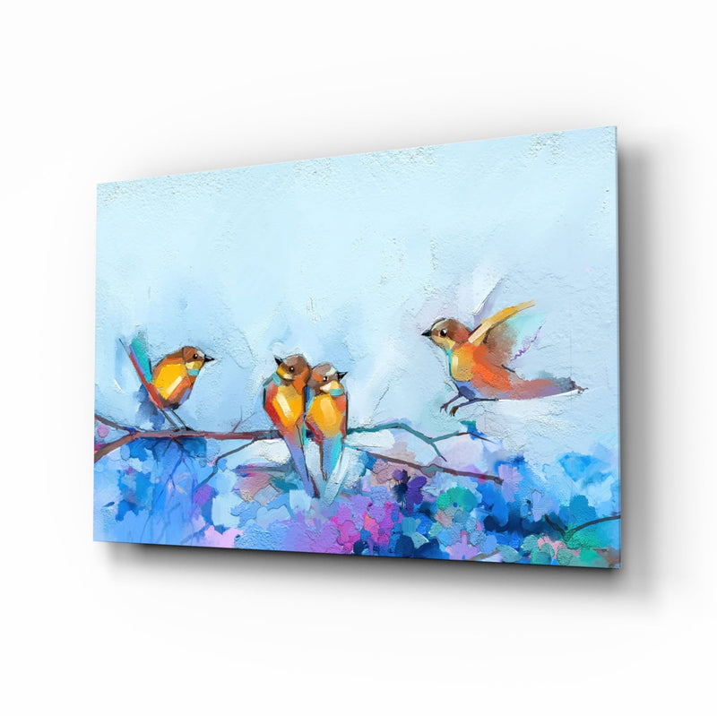 Tiny Birds Glass Wall Art