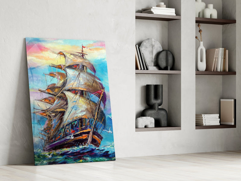 Sailboat Glass Wall Art