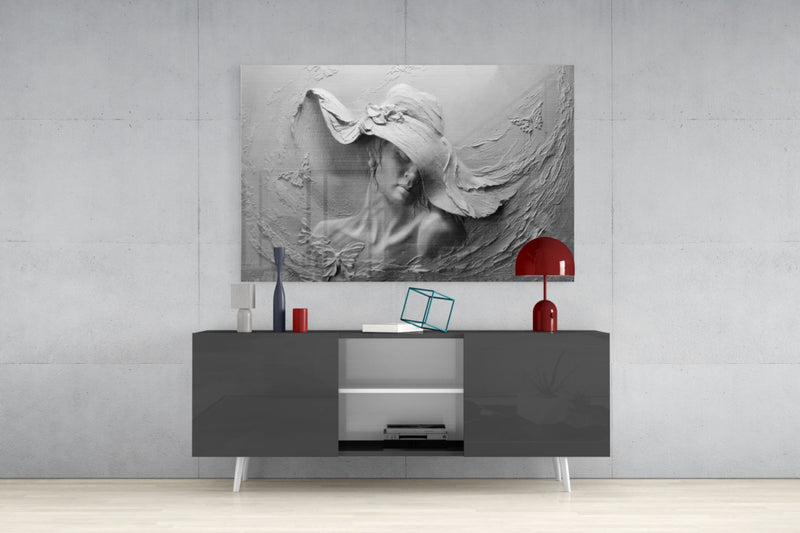 Relief Woman Glass Wall Art