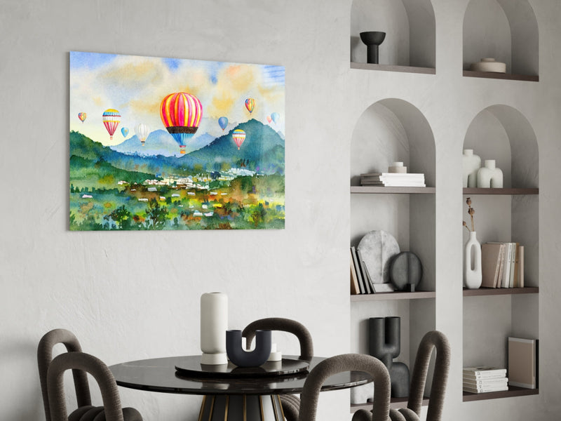 Hot Air Balloons Glass Wall Art