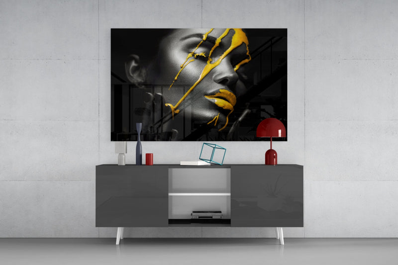 Yellow Paint Glass Art