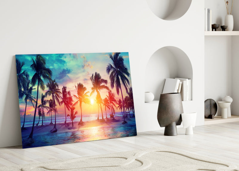 Sunset and Palms Glass Art