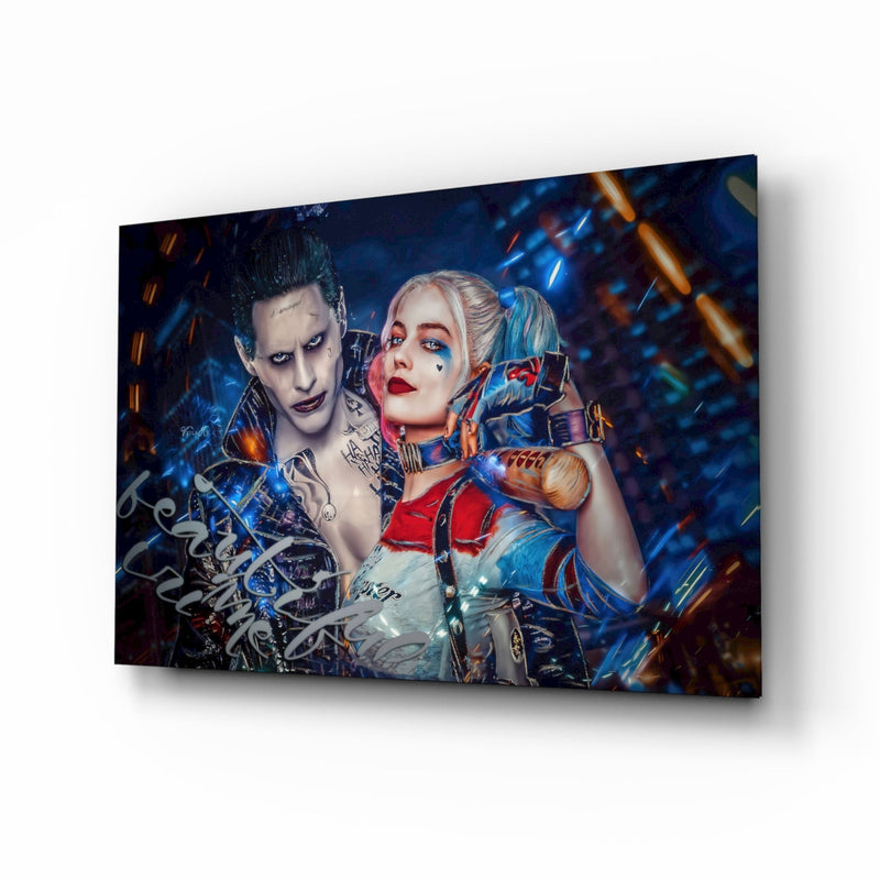 Harley Quinn and the Joker Glass Art