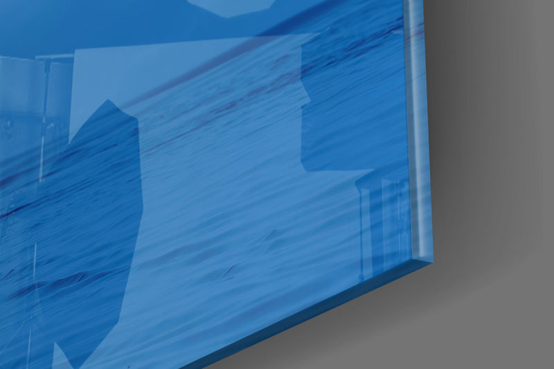 Moon and Boat Glass Wall Art