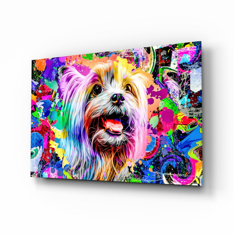 Happy Puppy Glass Wall Art