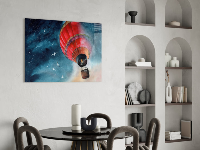 Baloon to the Moon Glass Wall Art