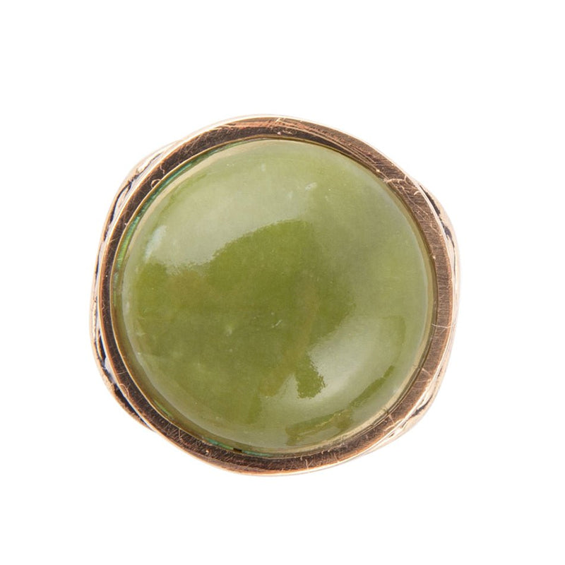 Green Canadian Jade Golden Statement Ring