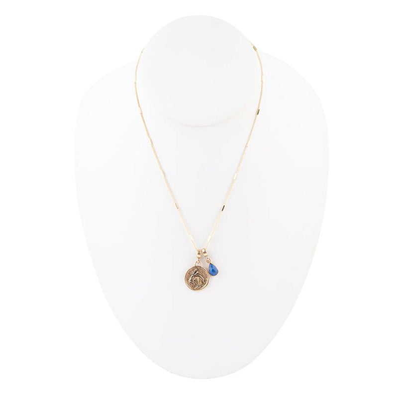 Capricorn - Zodiac Blue Lapis Golden Charm Necklace
