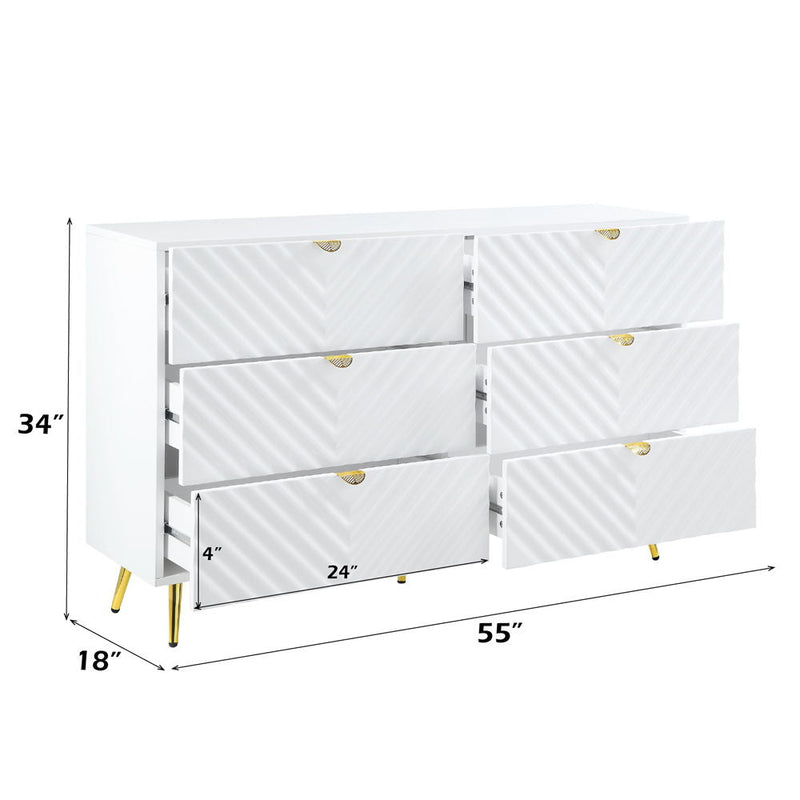 Gaines - 55" Dresser - White High Gloss