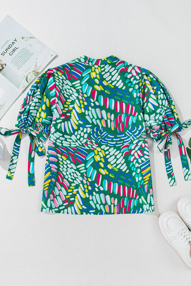 Ellianna Geometric Puff Sleeve Blouse
