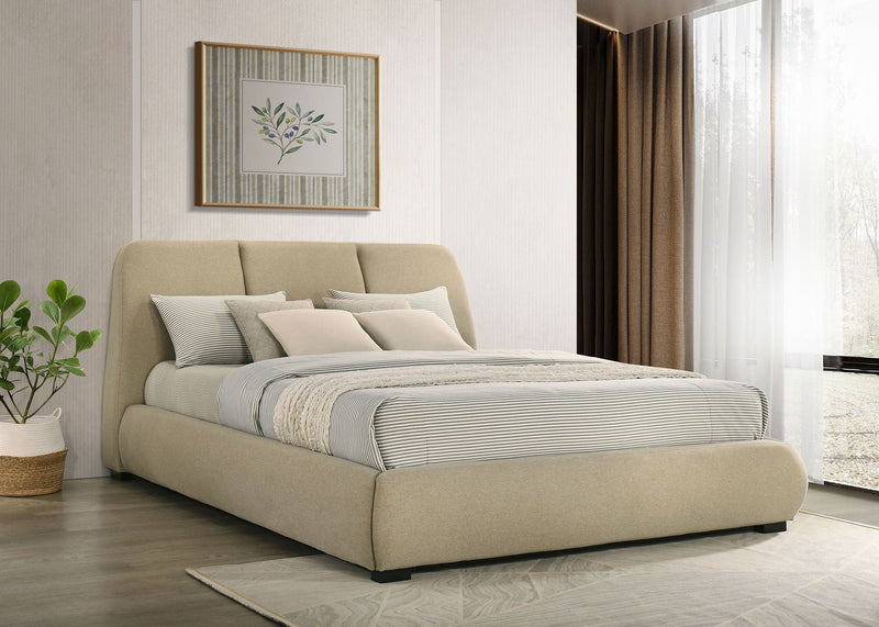 Mokena 46-inch Upholstered California King Platform Bed Brown