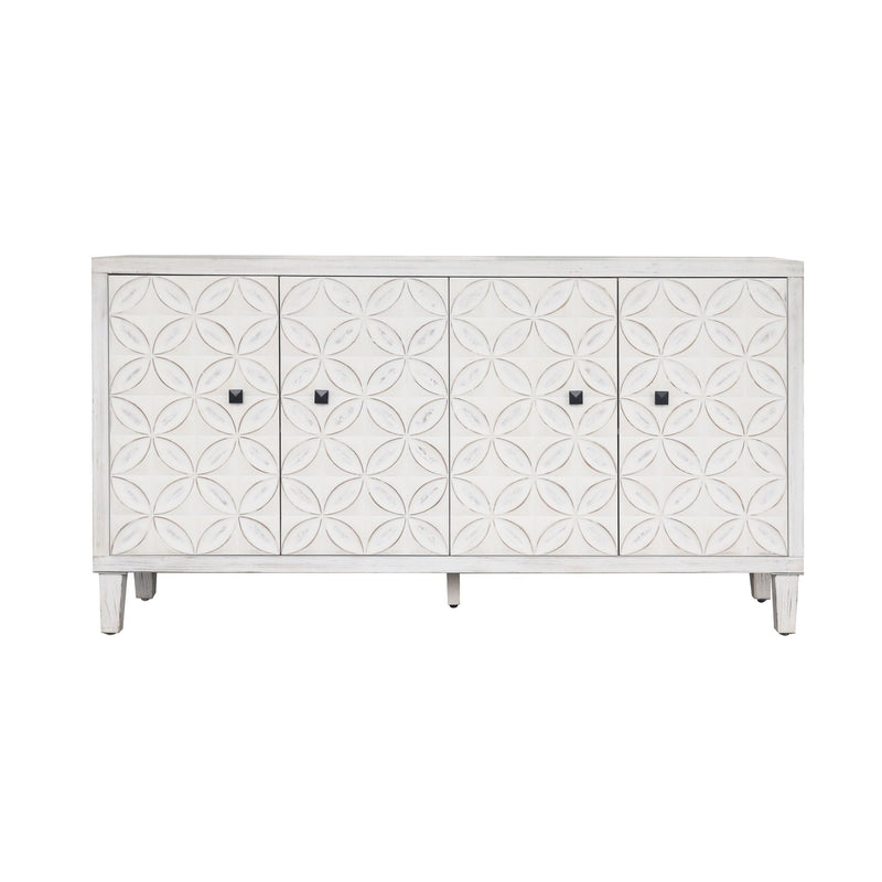 Accent Cabinet 4 Door Wooden Cabinet Sideboard Buffet Server Cabinet Storage Cabinet, For Living Room, Entryway, Hallway, Office, Kitchen And Dining Room - White Wash