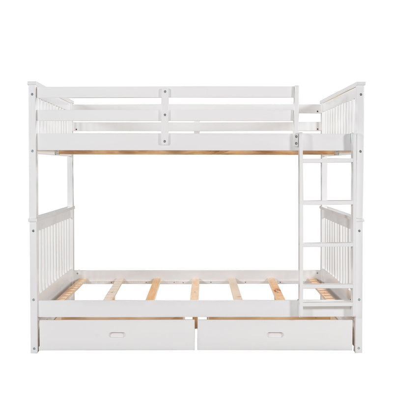 Bunk Bed With Ladders And 2 Storage Drawers