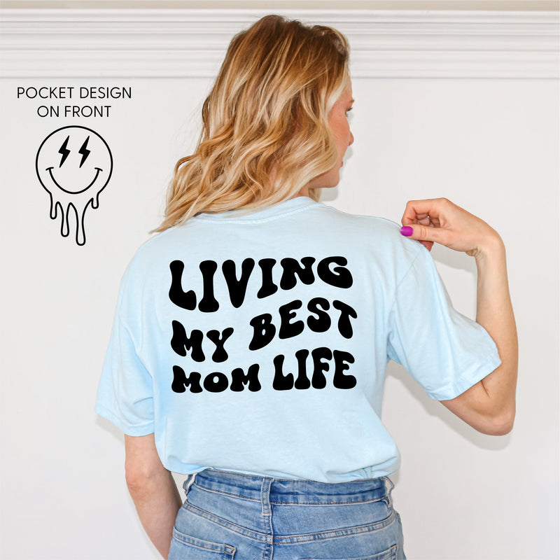 Melting Motherhood - Living My Best Mom Life - (w/ Melty Lightning Eyes) - Comfort Colors Tee