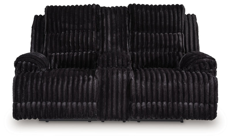 Rhine Falls - Double Reclining Power Loveseat With Console - Onyx