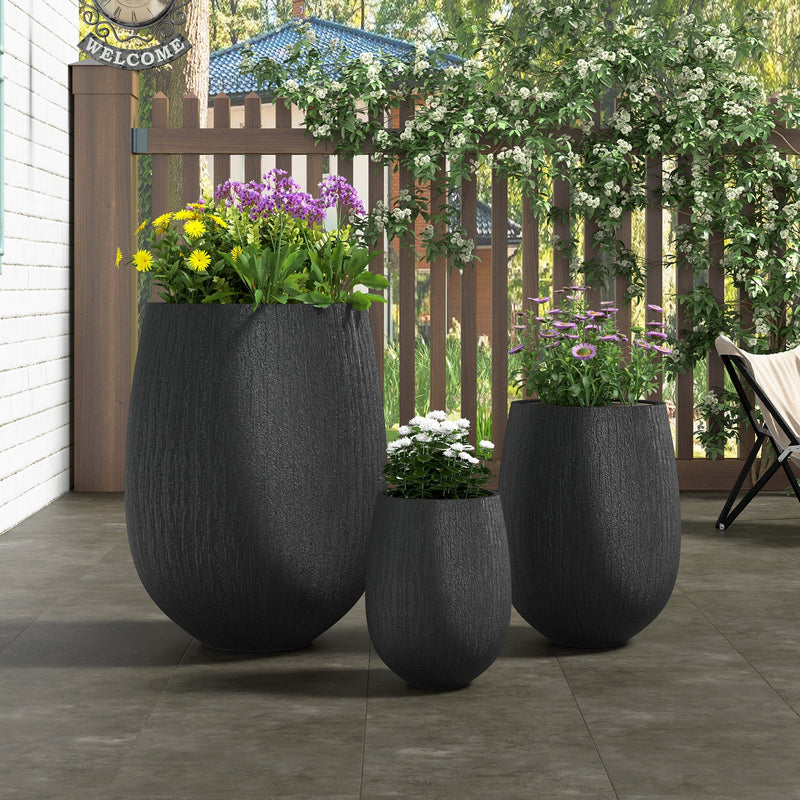 U_Style Egg-Shaped Lightweight MGO Outdoor Planter Set of 3