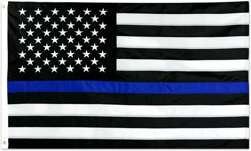 Thin Blue Line USA Flag - 3X5 Ft Heavy Duty Police Flag | Quadruple Stitched Fly End | Durable High-Performance 210D Nylon for High Winds | Brass Grommets
