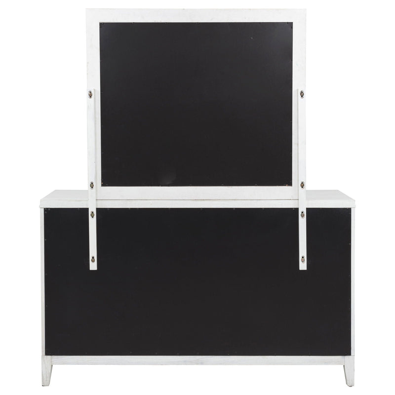Marielle 6-drawer Dresser with Mirror Distressed White