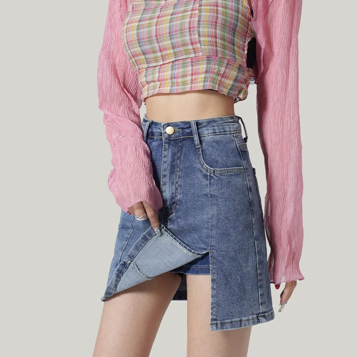 High Waist Denim Half-length Slim Slimming Hip Skirt