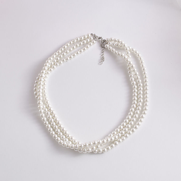 Vintage Multi Layered Faux Pearl Necklace Wedding Bride