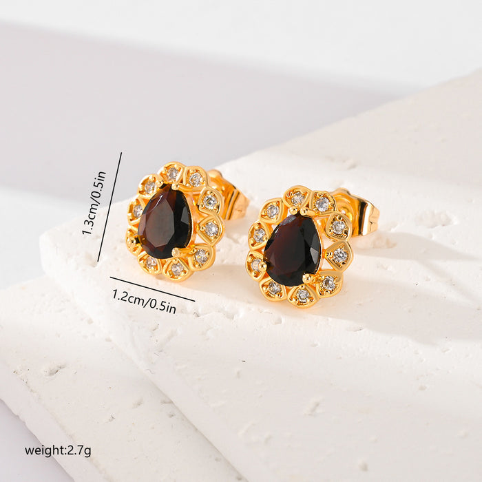 Fashion Multi-color Zircon Stud Earrings Female Accessories