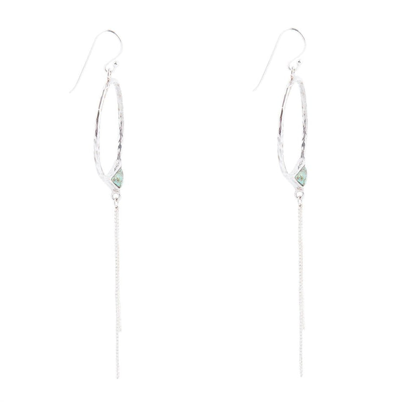Turquoise and Sterling Silver Chain Fringe Front Hoop