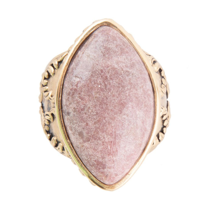 Champion Pink Rhodonite Golden Cocktail Ring