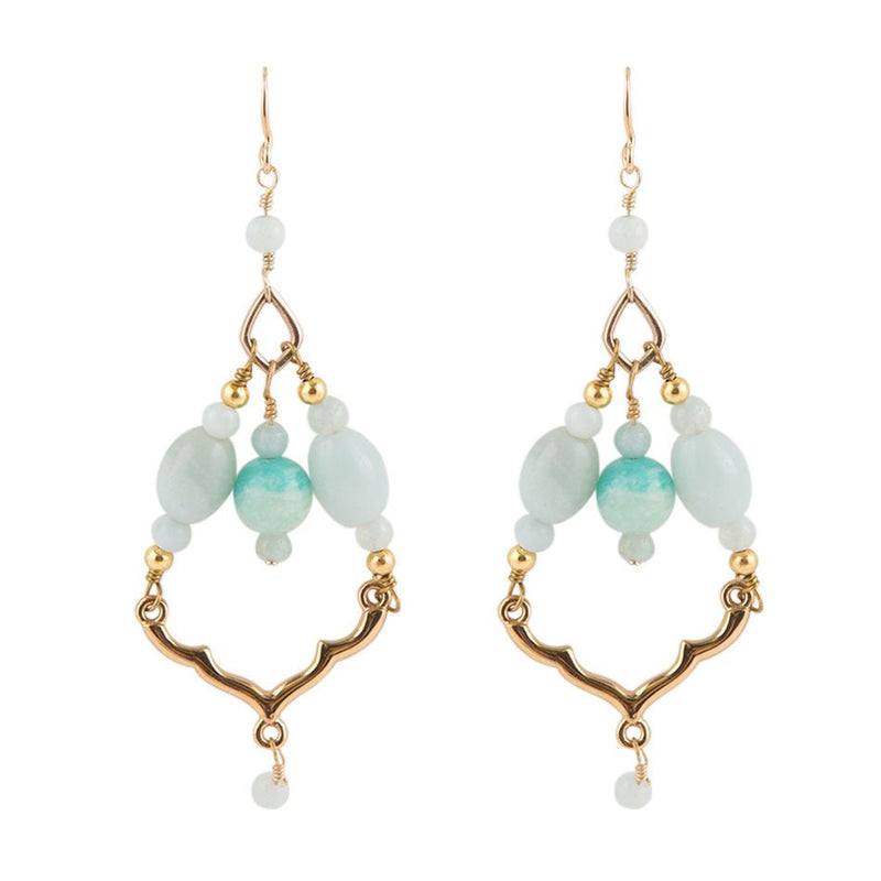 Chandelier Amazonite and Bronze Earrings
