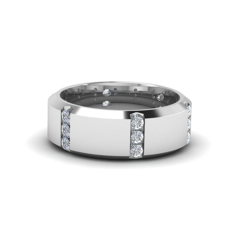 Channel Set 3 Stone Mens Anniversary Ring