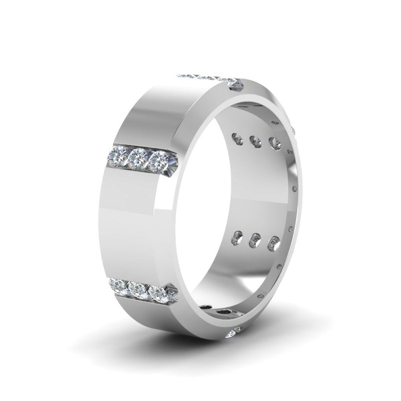 Channel Set 3 Stone Mens Anniversary Ring