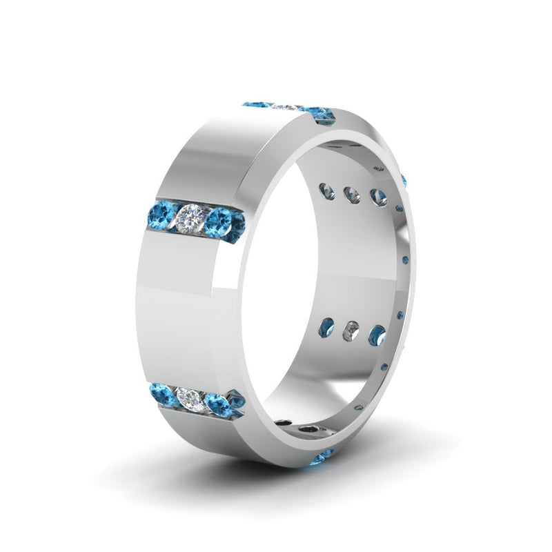 Channel Set 3 Stone Mens Anniversary Ring