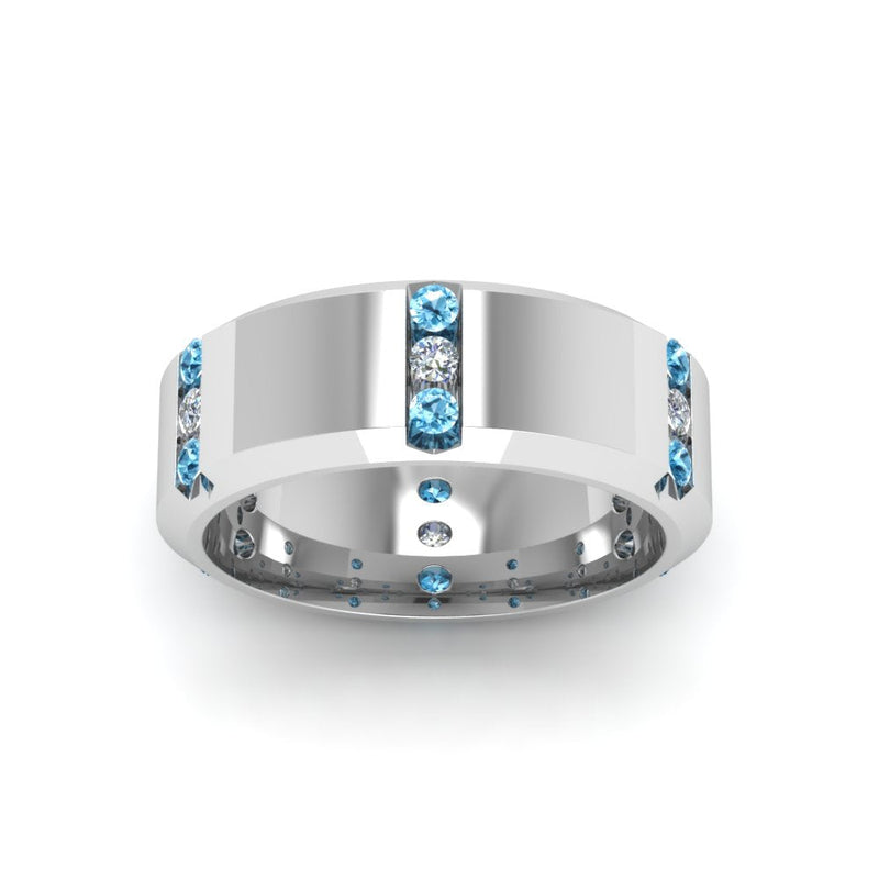 Channel Set 3 Stone Mens Anniversary Ring