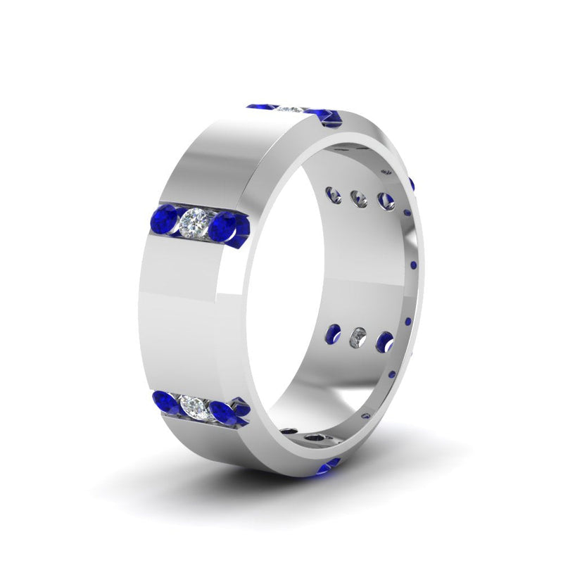 Channel Set 3 Stone Mens Anniversary Ring