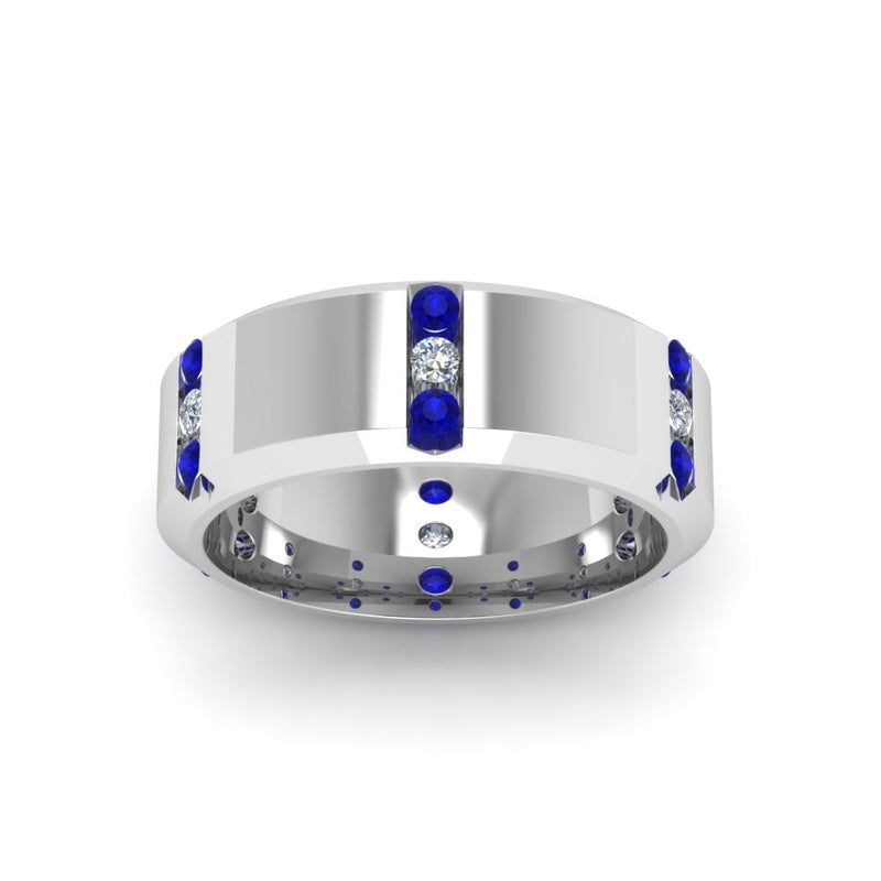 Channel Set 3 Stone Mens Anniversary Ring