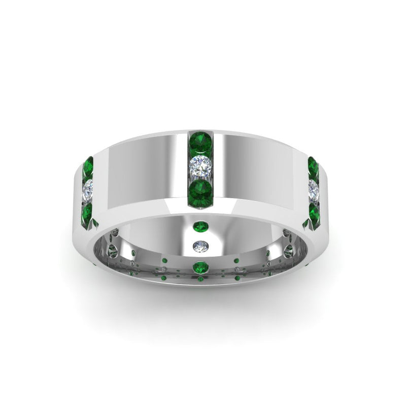 Channel Set 3 Stone Mens Anniversary Ring