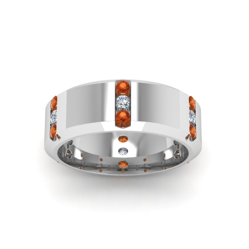 Channel Set 3 Stone Mens Anniversary Ring