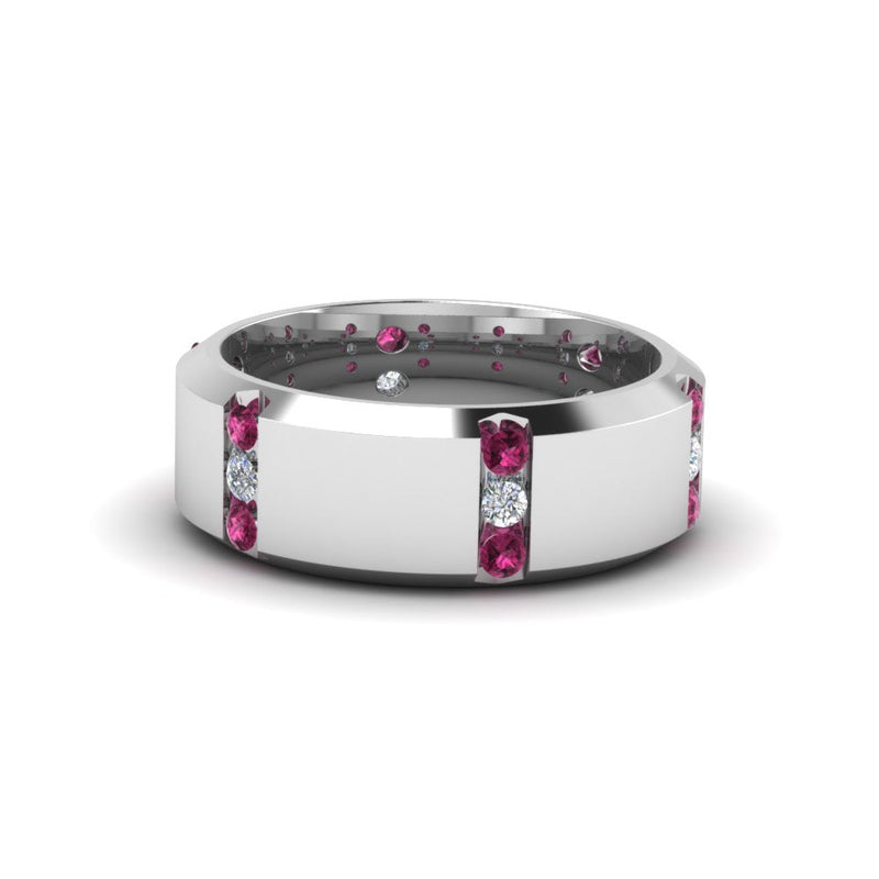 Channel Set 3 Stone Mens Anniversary Ring