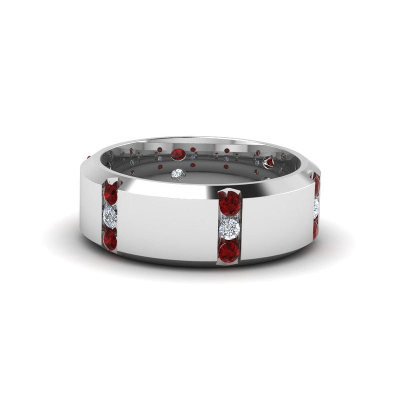 Channel Set 3 Stone Mens Anniversary Ring