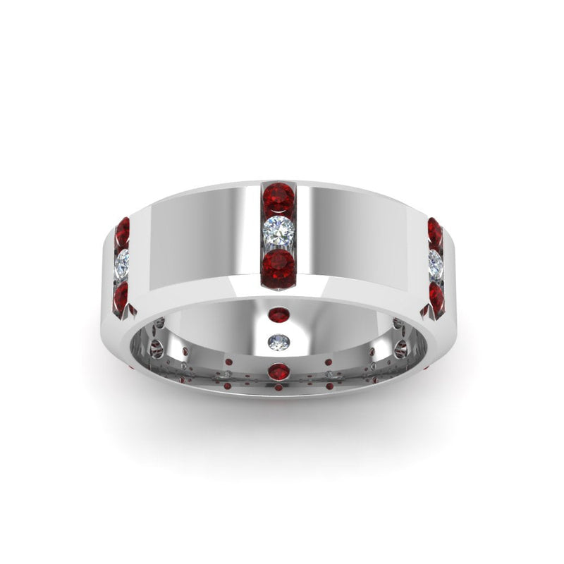 Channel Set 3 Stone Mens Anniversary Ring