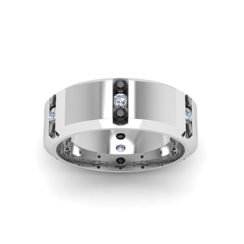 Channel Set 3 Stone Mens Anniversary Ring
