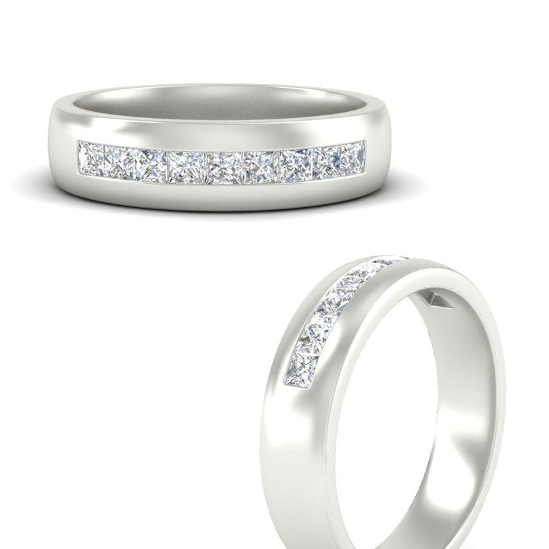 Mens Channel Set Square Wedding Ring