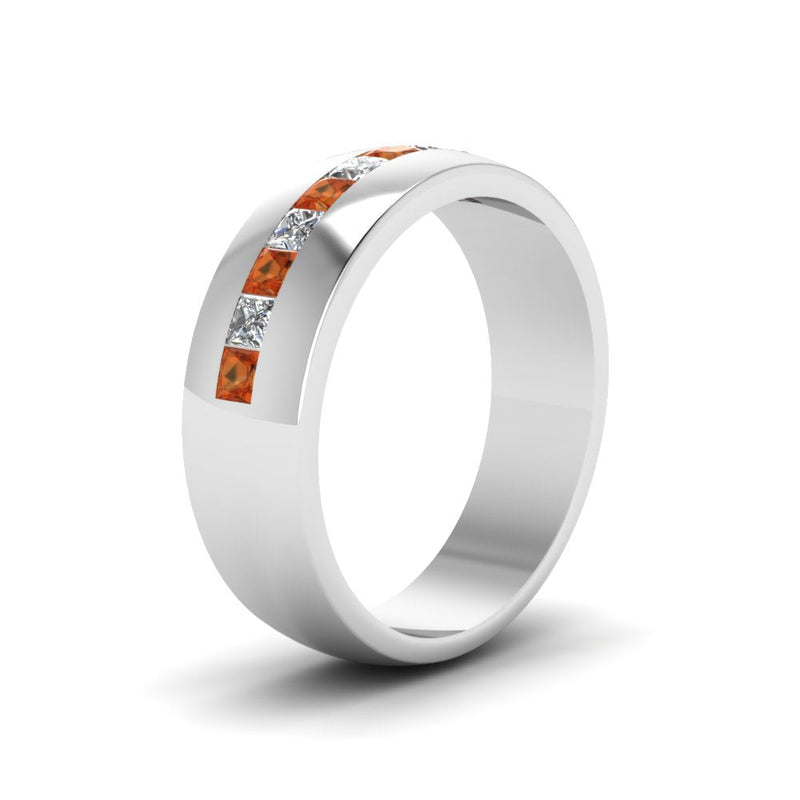 Mens Channel Set Square Wedding Ring