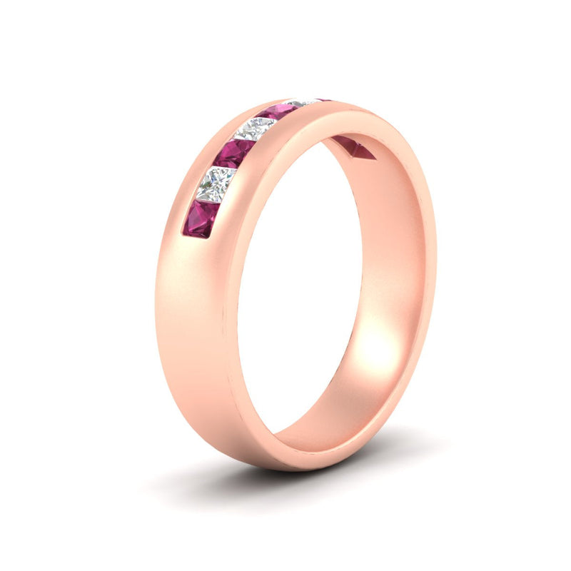 Mens Channel Set Square Wedding Ring